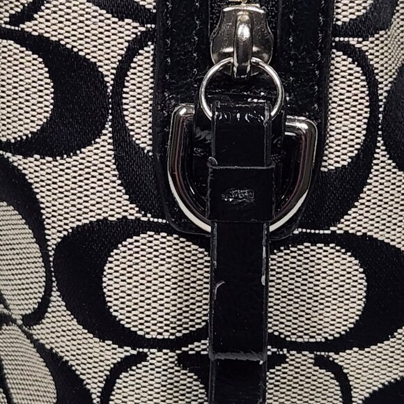 Coach Jacquard Pattern Shoulder Handbag Black/Gray Canvas - Picture 10 of 16